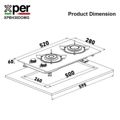 سطح اكسبير بلت إن غاز 28 سم 2 عين تركي استيل XPBH30DOMG