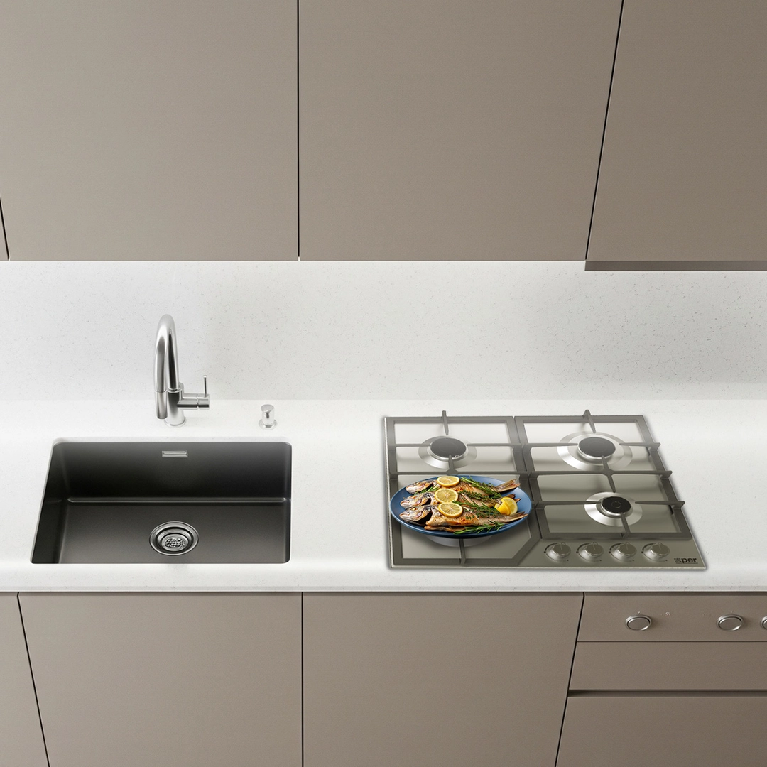 Xper Built-in gas hob, 58 cm, Turkish steel, XPBH60CIG