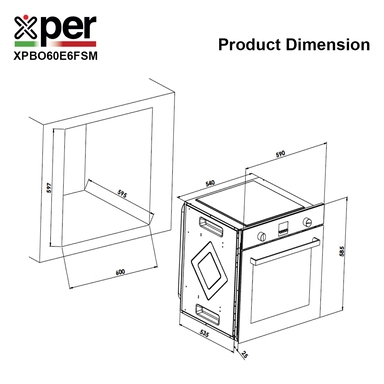 فرن اكسبير بلت إن كهرباء 59 سم 6وظائف مروحة استيلXPBO60E6FSM