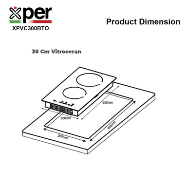 سطح سيراميك كهربائي بلت ان من إكسبر، 26 سم، شعلتان، أسود – XPVC300BTO