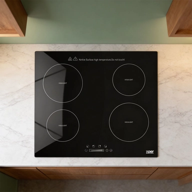 Xper Built-in Electric Ceramic Hob, 55.3 cm, 4 Burners, Touch, Black – XPVC600BT