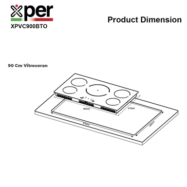 Xper Built-in Electric Ceramic Hob, 86.5cm, 5 Burners, Touch, Black –  XPVC900BTO