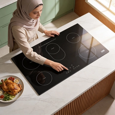 Xper Built-in Electric Ceramic Hob, 86.5cm, 5 Burners, Touch, Black –  XPVC900BTO