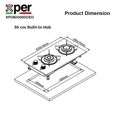 موقد كهربائي بلت ان  إكسبر، 28 سم، شعلتان، ستانلس ستيل – XPOBH300DOEO
