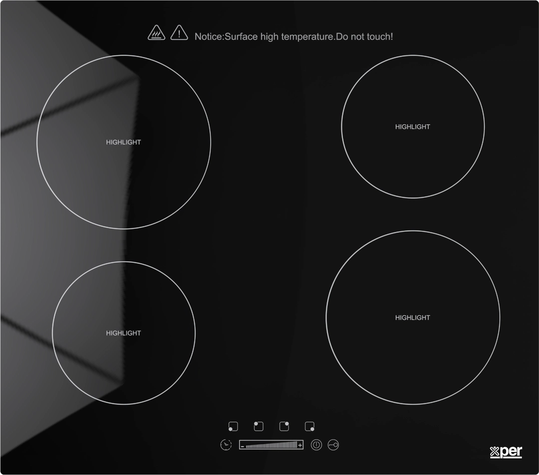 Xper Built-in Electric Ceramic Hob, 55.3 cm, 4 Burners, Touch, Black – XPVC600BT