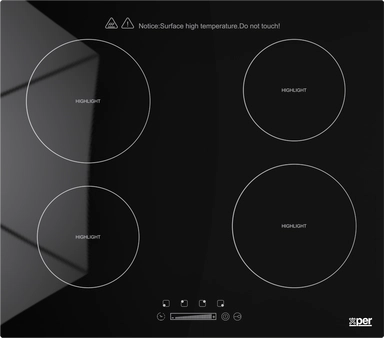 Xper Built-in Electric Ceramic Hob, 55.3 cm, 4 Burners, Touch, Black – XPVC600BT