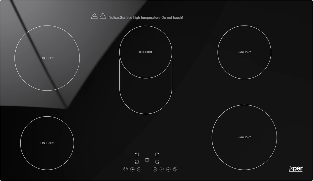Xper Built-in Electric Ceramic Hob, 86.5cm, 5 Burners, Touch, Black –  XPVC900BTO
