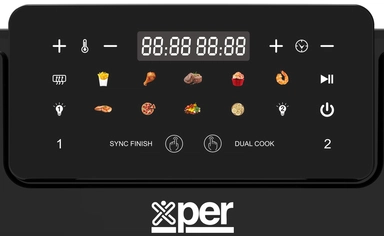 قلاية هوائية ديجيتال اكسبير بدرجين، سعة 10 لتر، 2600 واط، أسود – XPAF-5517DTW