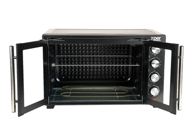 فرن اكسبير مع مروحة، باب مزدوج، 60 لتر، 2000 واط، أسود – XPTO60L-24