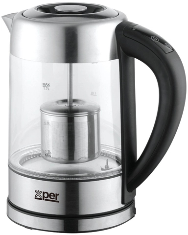 Xper Kettle 2200 Watts, 1.7 Liter, With Filter, Touch, Glass - XPKDF-GM23