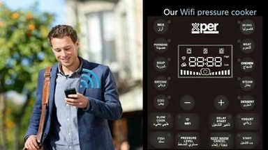 قدر ضغط إكسبر 6 لتر ذكي مع ملحق المندي، قدر ضغط كهربائي، 1000 واط، جرانيت - XPPC1006