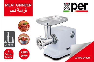 Xper Meat Grinder 2100 Watt White + Attachments, XPMG-2100W