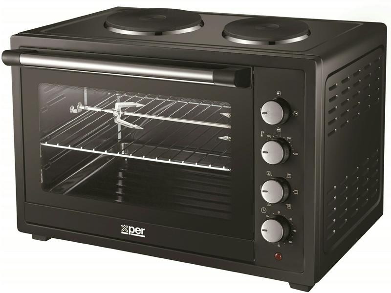 Xper electric oven 60 liters, and 2 burners, nonstick, grill, fan, XPO60L
