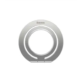 بيسوس هيلو ماجسيف حامل ومقبض هاتف مغناطيسي مع حامل، فضي - SUCH000012