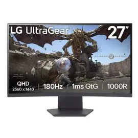 شاشة ألعاب منحنية ال جي الترا جير 27 بوصة، 180 هرتز، 1 مللي ثانية، اسود - 27GS60QC-B