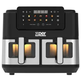 قلاية هوائية ديجيتال اكسبير بدرجين، سعة 10 لتر، 2600 واط، أسود – XPAF-5517DTW