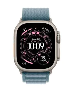 ساعة آبل ألترا 3 جي بي اس + خلوي، مقاس 49 ملم، هيكل من التيتانيوم الطبيعي، مع سوار ألباين بلون الأزرق الفاتح - المقاس متوسط.