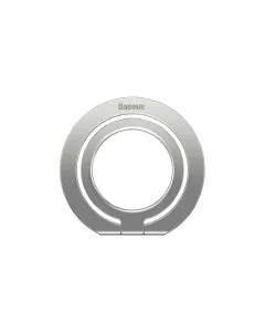 بيسوس هيلو ماجسيف حامل ومقبض هاتف مغناطيسي مع حامل، فضي - SUCH000012