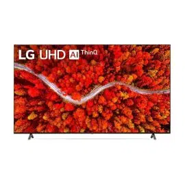 سلسلة تلفزيون LG UHD 4K‏ 82 بوصة UP80، بتصميم شاشة السينما الرائع وتقنية Cinema HDR ونظام تشغيل WebOS بالإضافة إلى تقنية Smart AI ThinQ, 82UP8050PVB