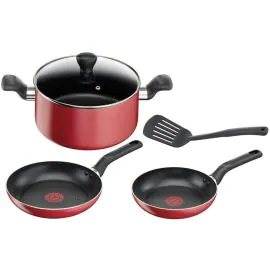 طقم قدور تيفال 5 قطع احمر B243S585