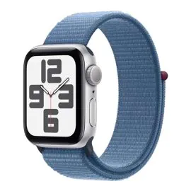 أبل ساعة إس إي الجيل الثاني 40 مللي جي بي إس، سوار رياضي ،غطاء فضي ،سوار أزرق