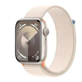 ساعة ابل الجيل التاسع جي بي اس 41 ملم ستارلايت مع حزام رياضي -M/L