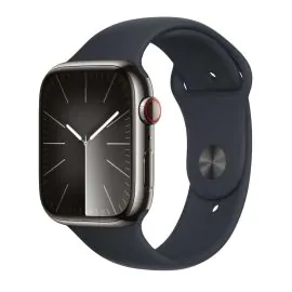 ابل ساعه الجيل التاسع ستانلس 45 ملم اتصال جي بي اس ، سوار اسود