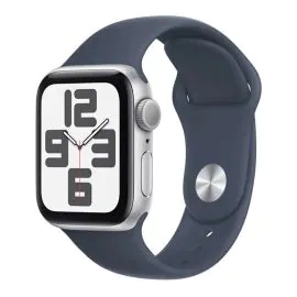 أبل ساعة إس إي الجيل الثاني 40 مللي جي بي إس، سوار رياضي ،غطاء فضي ،سوار أزرق