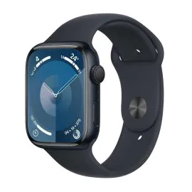 ساعة ابل الجيل التاسع جي بي اس 45 ملم منتصف الليل مع حزام رياضي -S/M