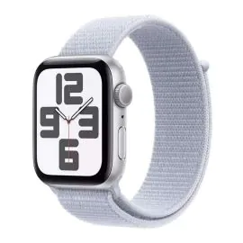 أبل، ساعة اس إي، 40 مللي، جي بي اس، غطاء المنيوم فضي مع سوار رياضي أزرق سماوي