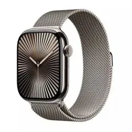 ابل، ساعة الجيل العاشر، جي بي اس، خاصية الاتصال، 46 ملم، غطاء تيتانيوم طبيعي مع سوار طبيعي ميلانيز، صغير/متوسط