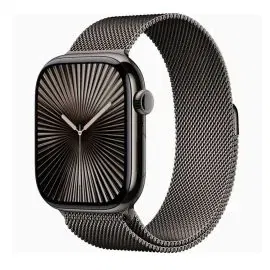 ابل، ساعة الجيل العاشر، جي بي اس، خاصية الاتصال، 46 ملم، غطاء تيتانيوم سليت مع سوار ميلانيز سليت، صغير/متوسط