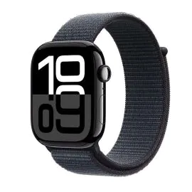 ابل، ساعة الجيل العاشر، جي بي اس، خاصية الاتصال، 42 ملم، غطاء ألمنيوم أسود مع سوار حبري رياضي