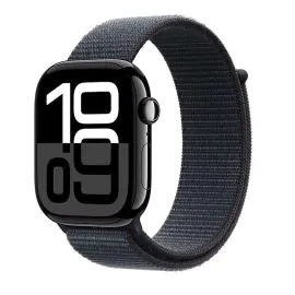 ابل، ساعة الجيل العاشر، جي بي اس، خاصية الاتصال، 46 ملم، غطاء ألمنيوم أسود مع سوار حبري رياضي