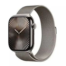 ابل، ساعة الجيل العاشر، جي بي اس، خاصية الاتصال، 46 ملم، غطاء تيتانيوم طبيعي مع سوار طبيعي ميلانيز، متوسط/كبير