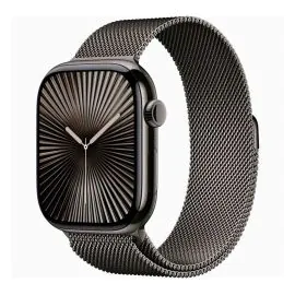 ابل، ساعة الجيل العاشر، جي بي اس، خاصية الاتصال، 46 ملم، غطاء تيتانيوم سليت مع سوار ميلانيز سليت، متوسط/ كبير