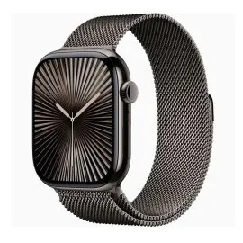 ابل، ساعة الجيل العاشر، جي بي اس، خاصية الاتصال، 42 ملم، غطاء تيتانيوم سليت مع سوار ميلانيز سليت