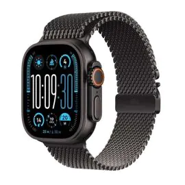 ابل، ساعة الترا 2، جي بي اس، خاصية الاتصال، 49 ملم، غطاء تيتانيوم أسود مع سوار تيتانيوم ميلانيز اسود - صغير