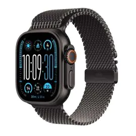 ابل، ساعة الترا 2، جي بي اس، خاصية الاتصال، 49 ملم، غطاء تيتانيوم أسود مع سوار تيتانيوم ميلانيز اسود - كبير