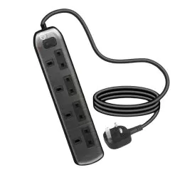 جرين هوم، توصيلة كهربائية، 4 مقابس، 5 متر، رمادي