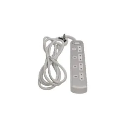 جرين هوم، توصيلة كهربائية، 4 مقابس، 3 متر، فضي