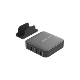 موماكس , شاحن سطح المكتب السريع , 100 واط 4 منافذ,أسود