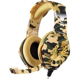 داتازون سماعة رأس سلكية فوق الأذن للألعاب كامو أصفر