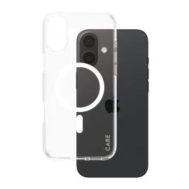 بانزرجلاس كير، غطاء ماج سيف ابيض، ايفون 16 بلس، شفاف