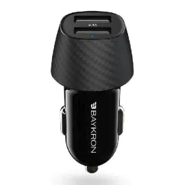 بايكرون , شاحن سيارة 2.4 أمبير مع منافذ USB مزدوجة، أسود