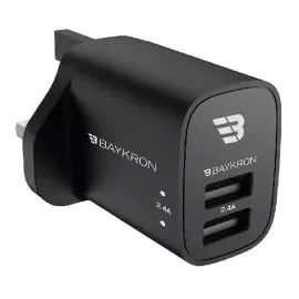 بايكرون شاحن جداري، 12 واط، مدخلين، أسود