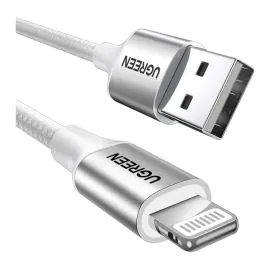 يوجرين , كابل USB-A إلى لايتنينج ,نيكل 2 متر , فضي