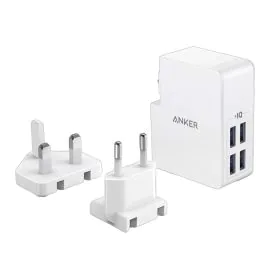 شاحن جداري انكر باوربورت 27 واط مع 4 منافذ USB للشحن ابيض