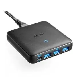 أنكر , شاحن 65 وات 4 منافذ 1 USB-C 3 USB-A ,أسود