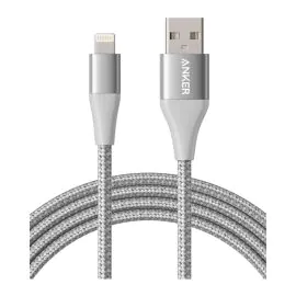 سلك شاحن انكر باورلاين بلس الاصدار الثاني من USB الى ايفون بطول 90 سم فضي